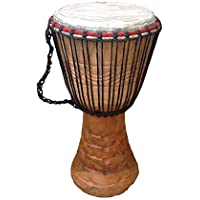 Auténtico tambor africano Djembe de 11 pulgadas (cabeza de 28 cm- 60 cm de altura) con 2 instrumentos de percusión…